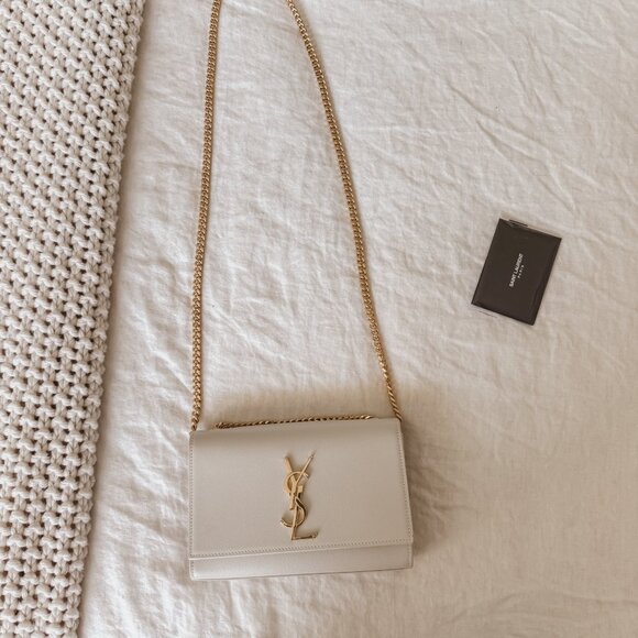 Cream YSL Bag: kate small in grain de poudre embossed leather - Picture 3 of 8